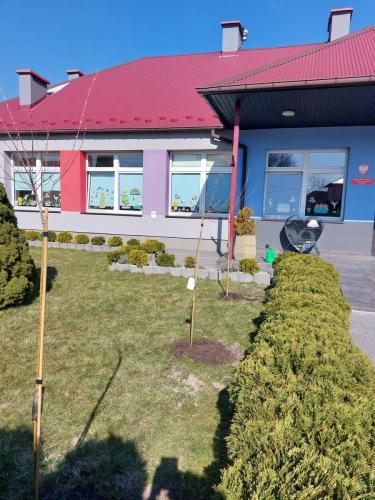 Drzewka pamięci przed naszą szkołą.